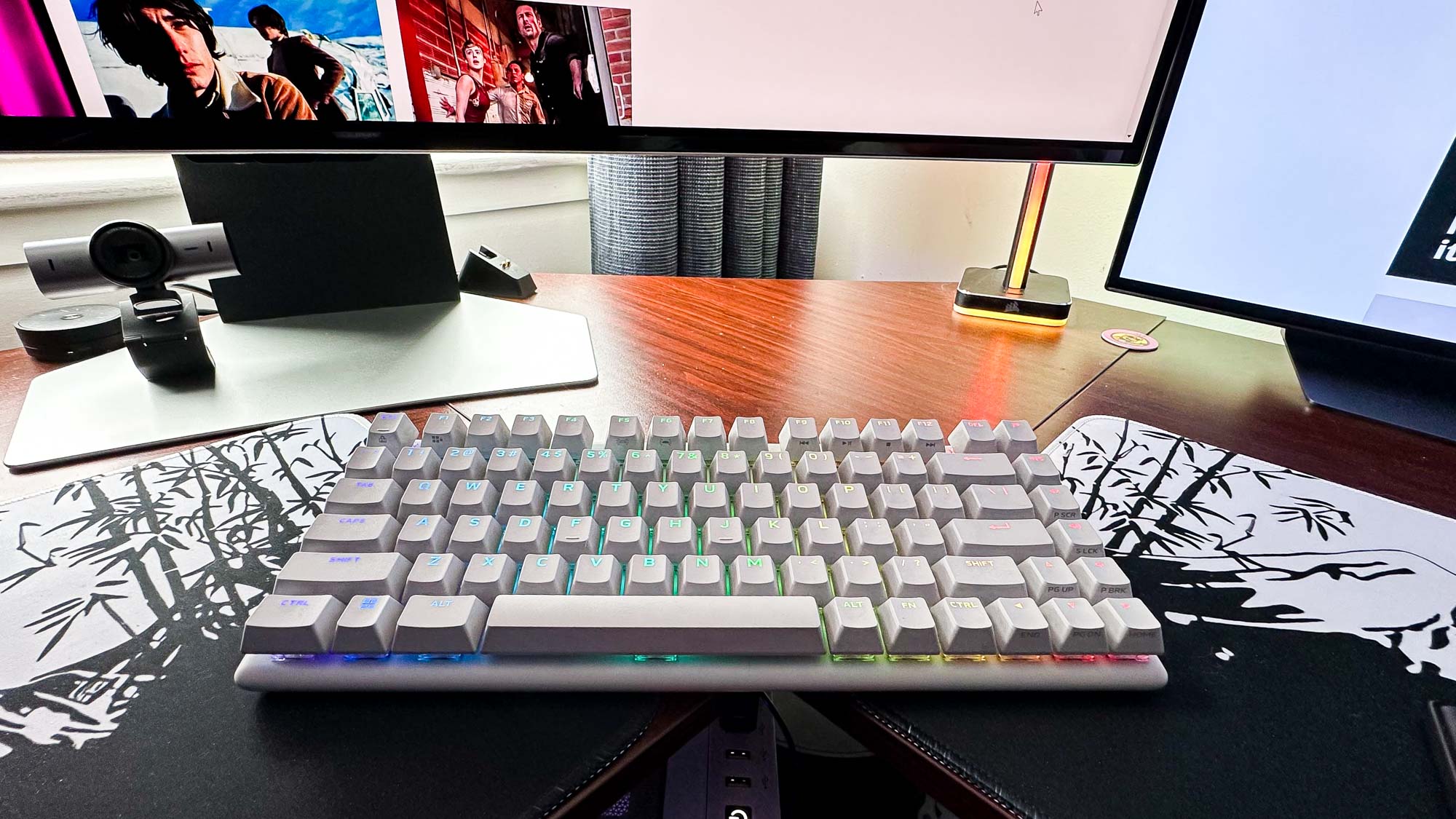 Alienware Pro Keyboard with RGB lighting on.