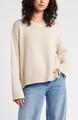 Acid Wash Oversize Cotton Sweater