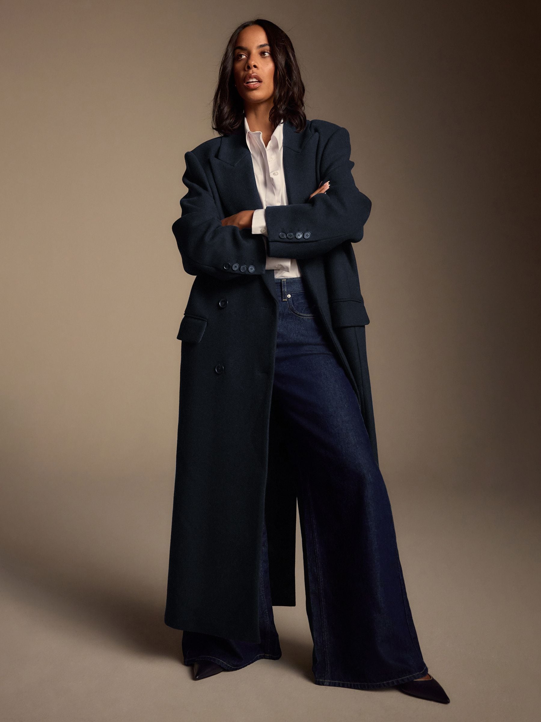 Navy Blue N. Premium Wool Blend Long Coat