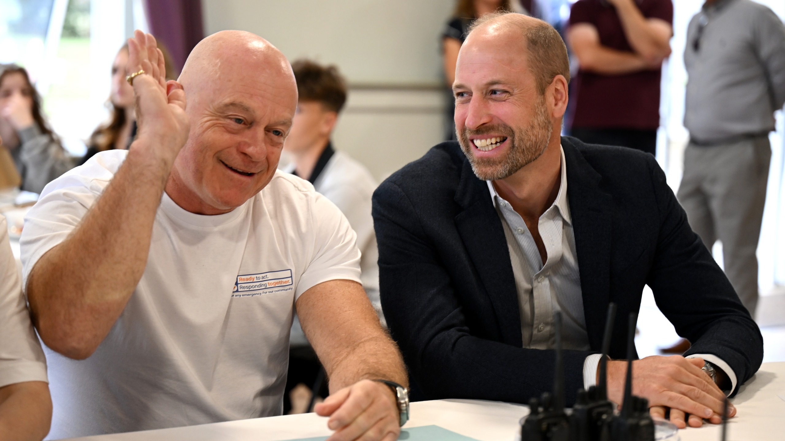 Prince William and Ross Kemp take part in a training exercise during his visit to the launch of the National Emergency Trust's &amp;quot;Ready Together&amp;quot; Toolkit on October 06, 2026