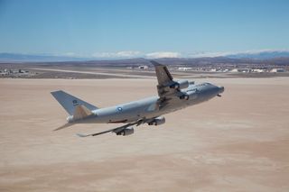 The U.S. Air Force's Airbone Laser Test Bed, designed to shoot down missiles with lasers, made its last flight on Feb. 14, 2012 before being mothballed.