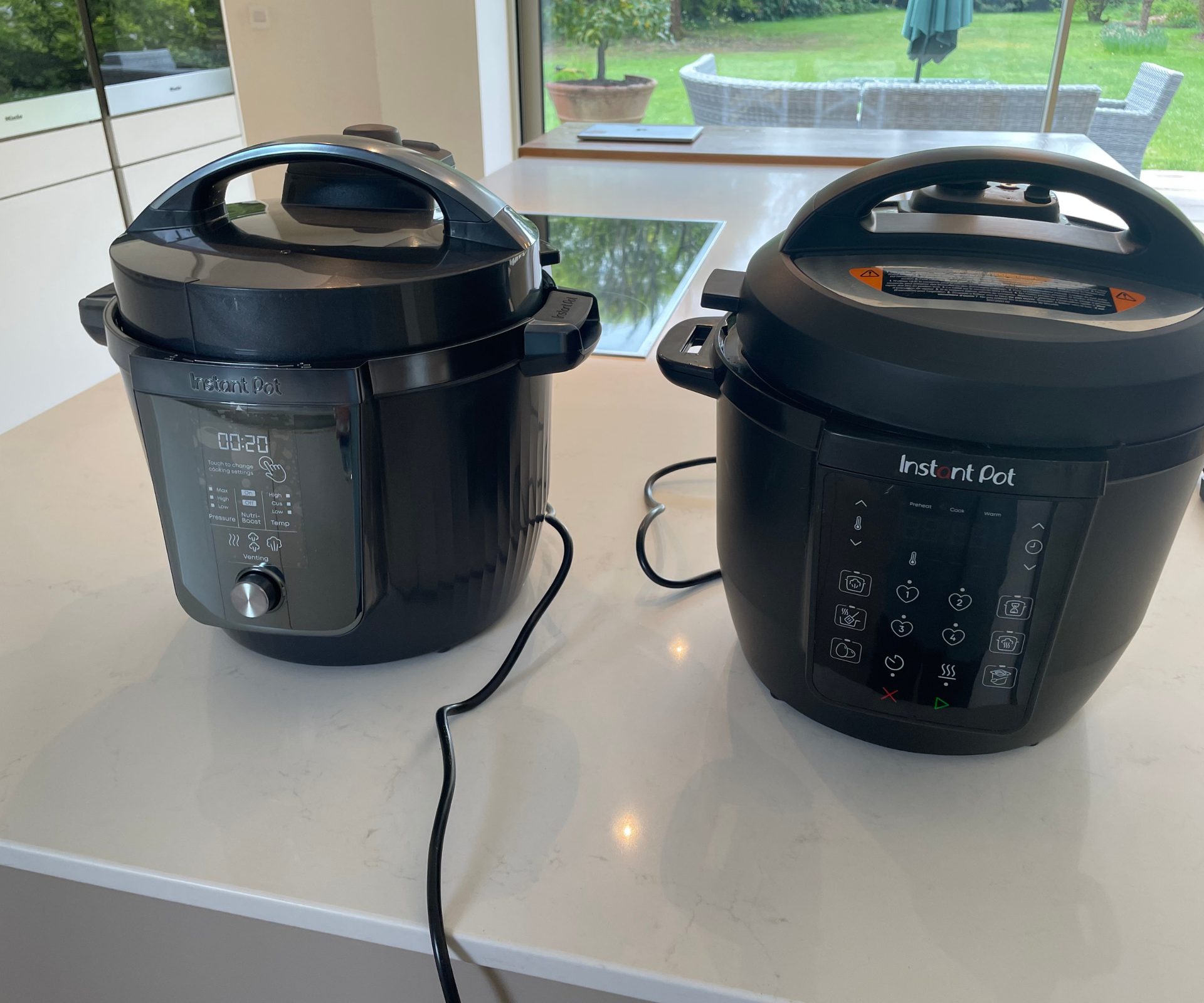 Instant Pot Rio (on the right) vs Instant Pot Pro Max with WiFi (left) in my test kitchen