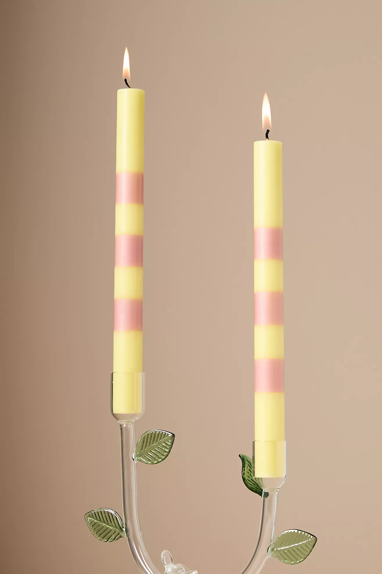 Striped Taper Candles, Set of 2