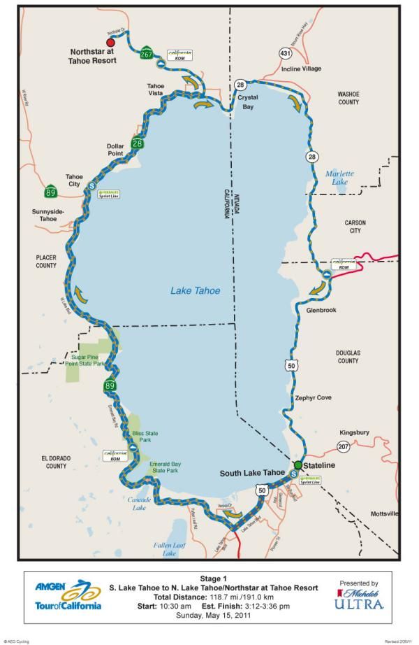 Amgen Tour of California - Stage 1 Map