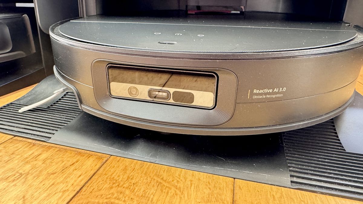 Close up of camera on Roborock Saros 10 robot vacuum