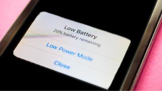 Low battery warning on iPhone screen