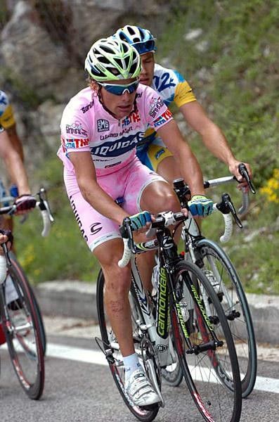Danilo Di Luca (Liquigas) rides in pink.