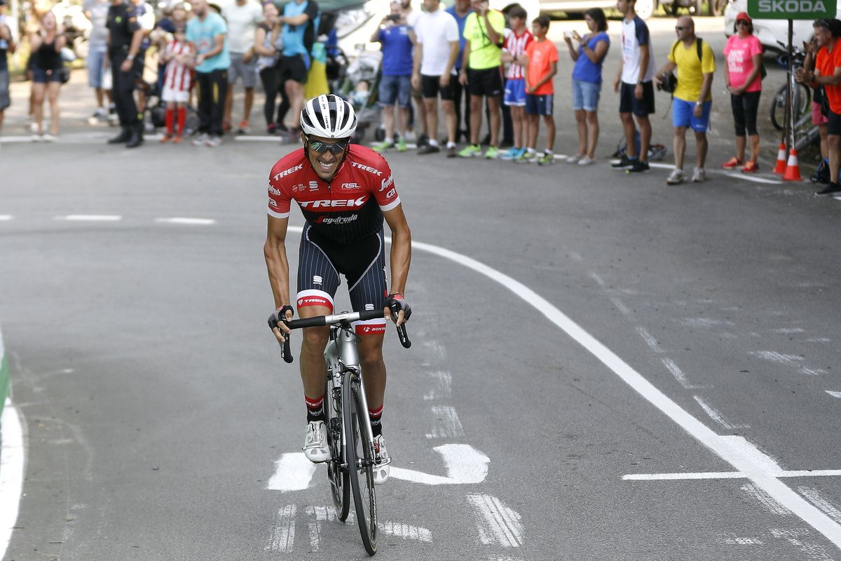 Alberto Contador (Trek-Segafredo) on the attack on stage 19