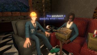 The Norwood Suite - Characters have a conversation about sandwiches