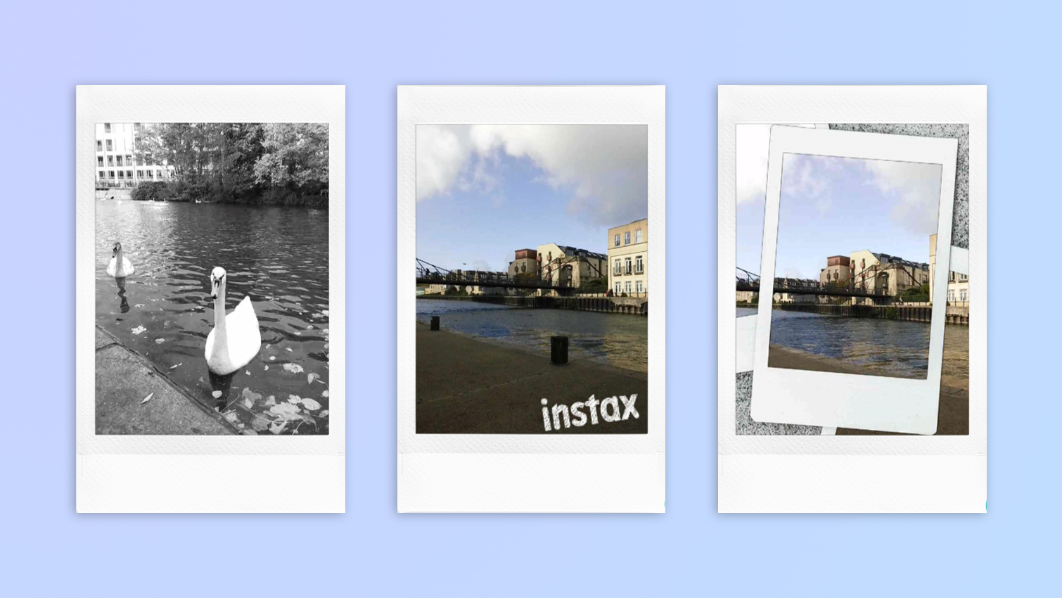 Instant photo prints taken on a Fujifilm Instax mini LiPlay Plus hybrid instant camera