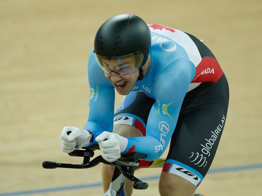 Stefan Ritter of Canada competes during Men's 1Km Time Trial Qualifying on Day 5 in 2017 UCI Track Cycling World Championships