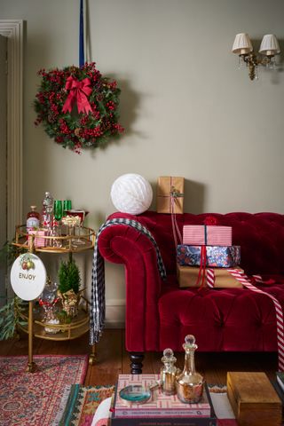 Large baubles displayed in the room