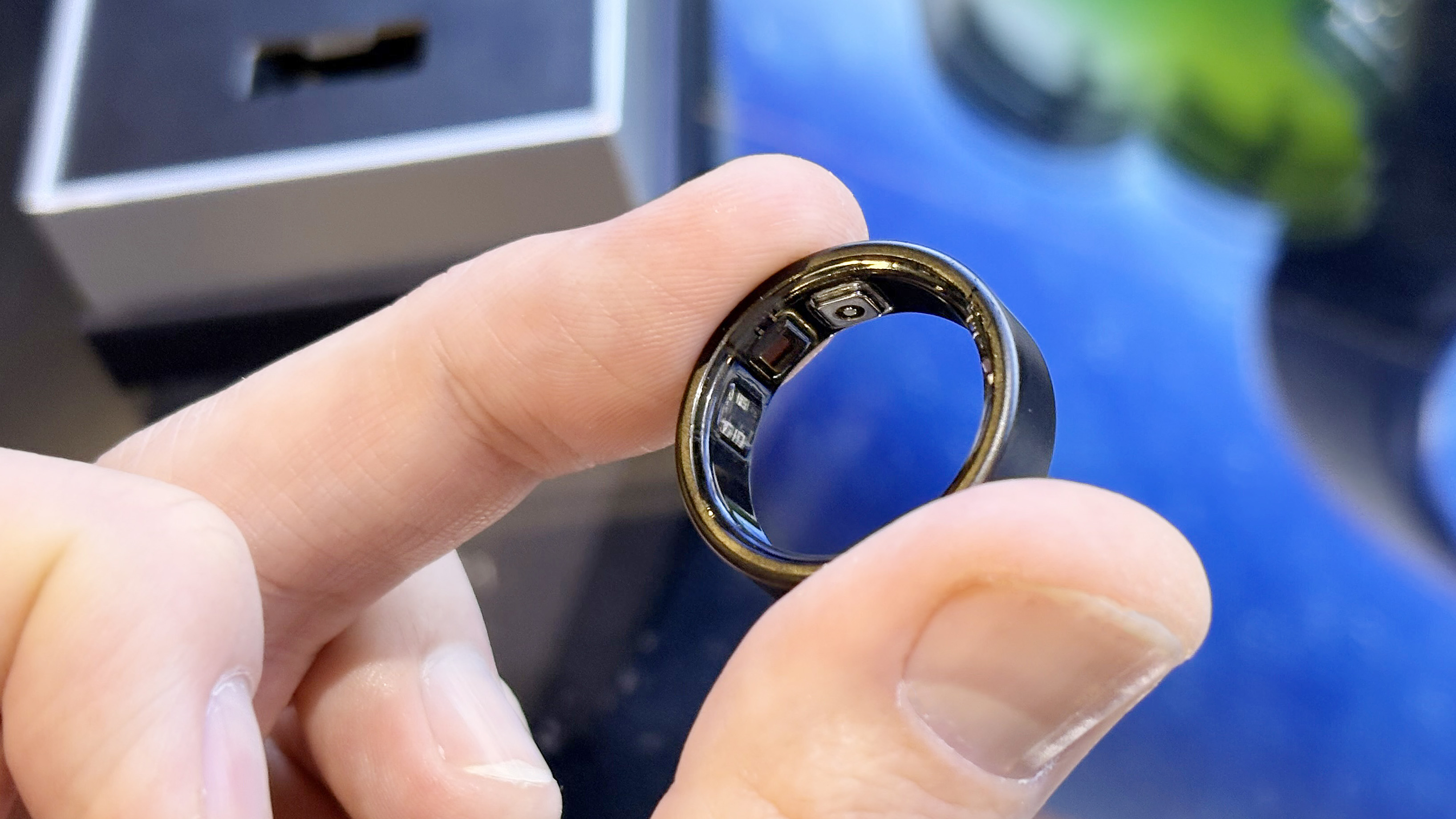 Close-up of the Aivela Ring Pro with health tracking and support for custom gesture controls at CES 2026