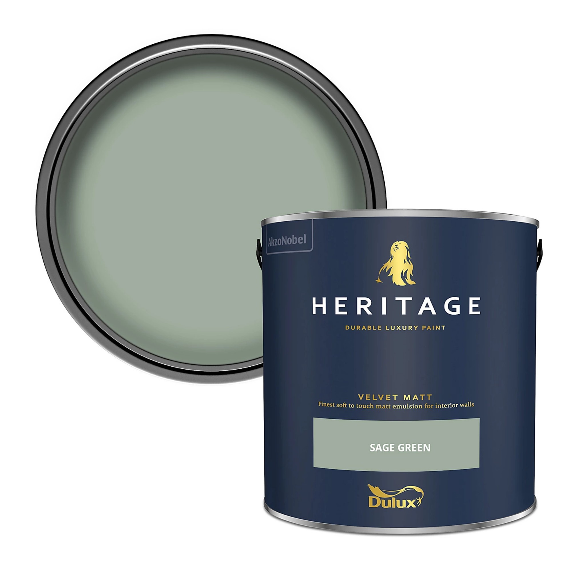 Dulux Heritage Sage Green Velvet matt Wall paint, 2.5L
