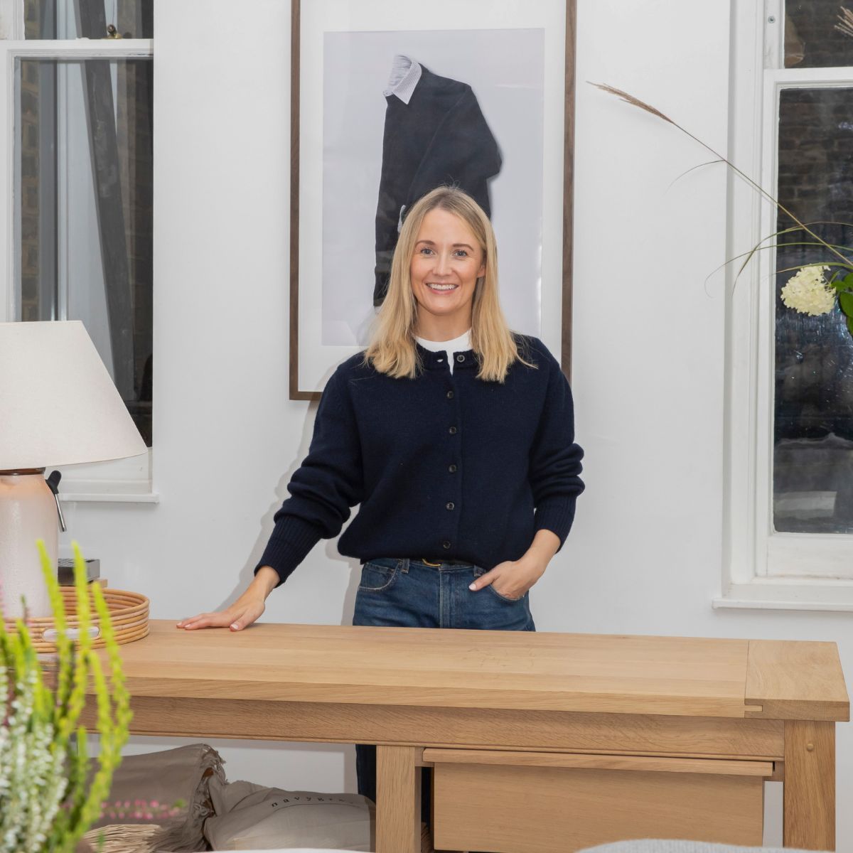 navygrey founder rachel carvell-spedding poses in her pop-up store