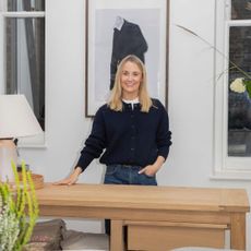 navygrey founder rachel carvell-spedding poses in her pop-up store