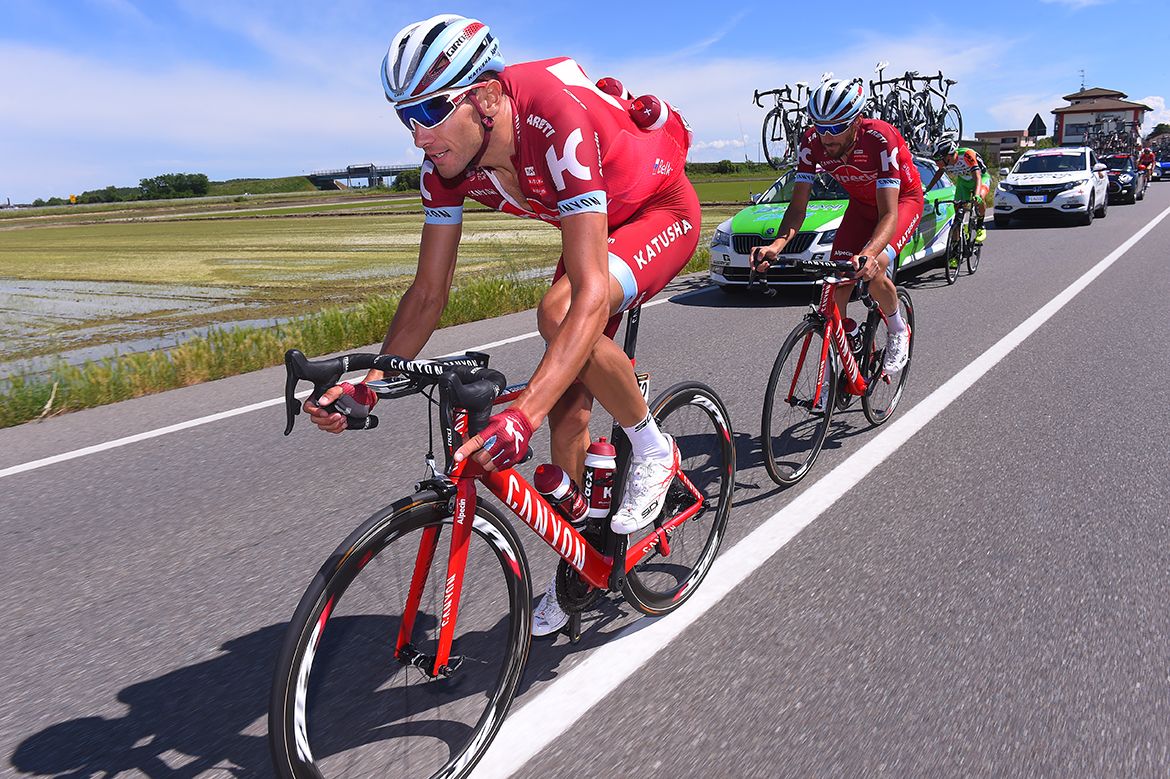 Maxim Belkov and Robert Kiserlovski on stage 14 of the Giro d'Italia