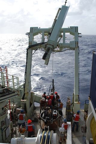 A core brought aboard the RV Knorr.