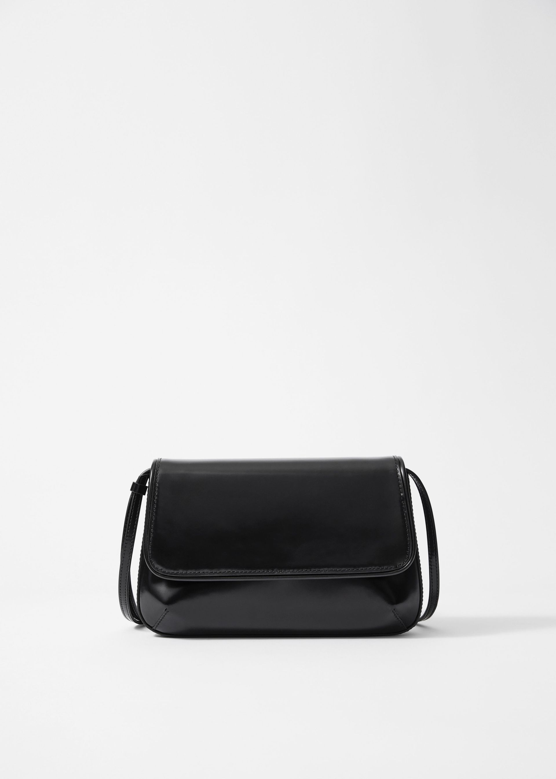 Glossed-Leather Crossbody Bag