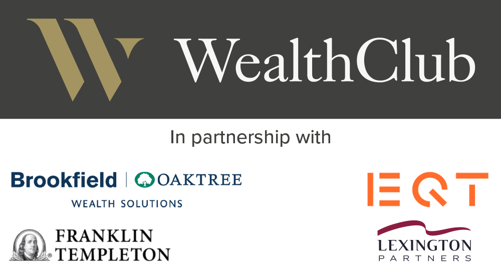 Wealth Club logo with 3 PE sponsors