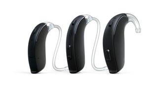 Best hearing aids: ReSound LiNX Quattro Series Hearing Aid in black with a clear tip