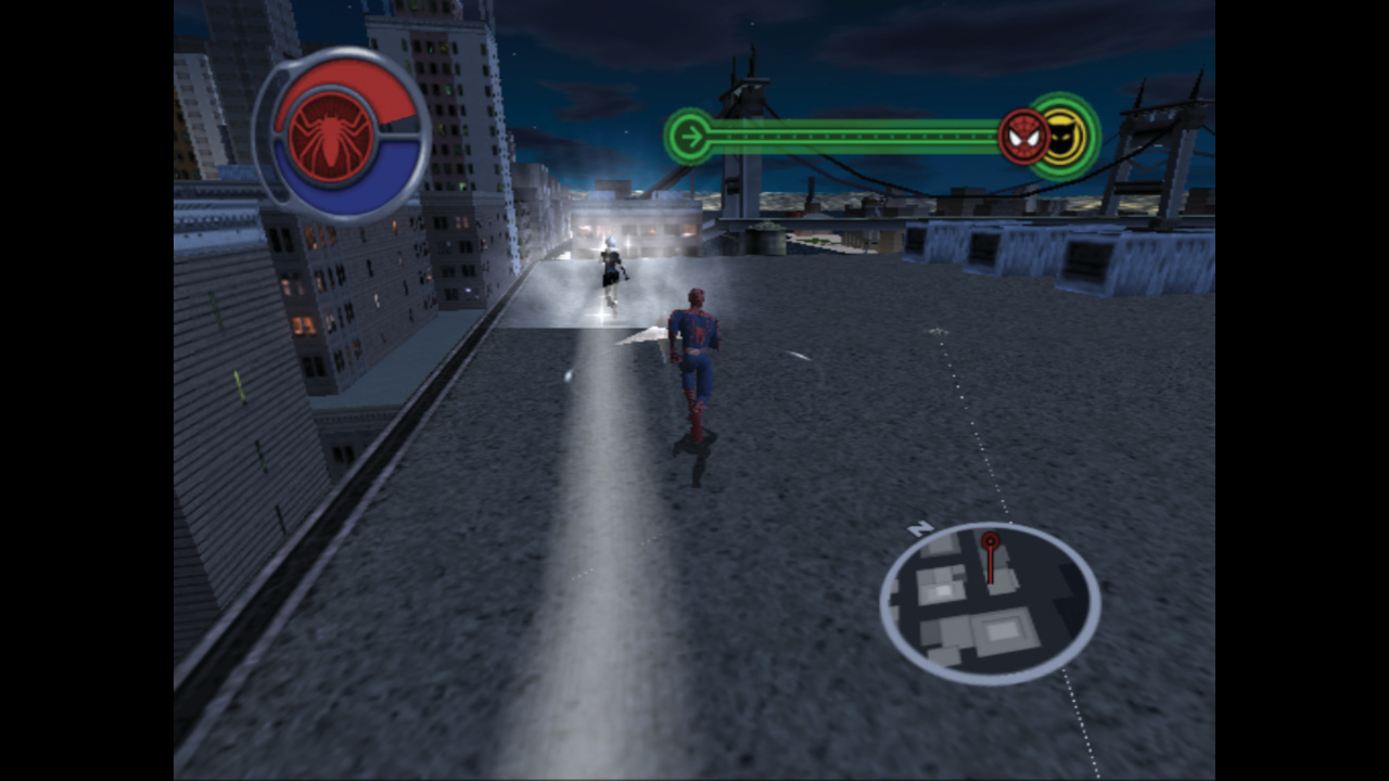 Spider-Man chases Black Cat across the rooftops of New York City, from Retro Gamer's Making of Spider-Man 2: The Game