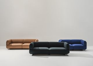 arper sofas in blue black and rust by doshi levien