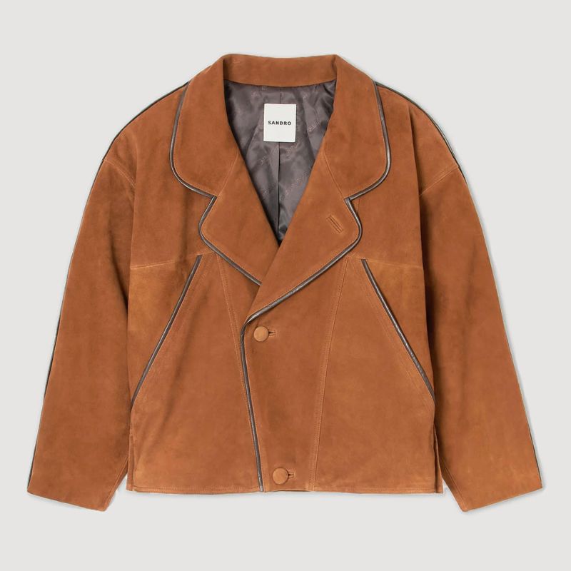 Oversized tan suede jacket