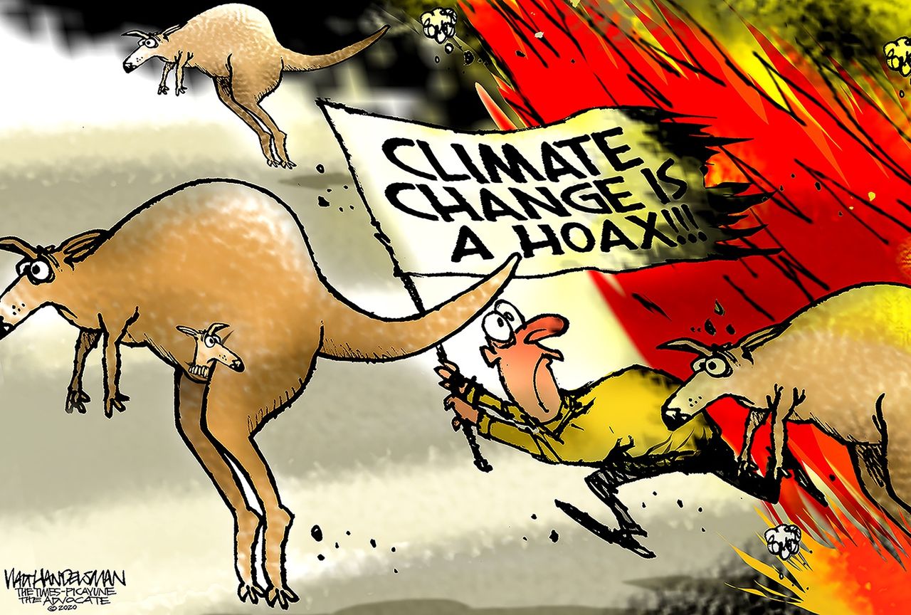 Editorial Cartoon World Climate Deniers Australia Burning