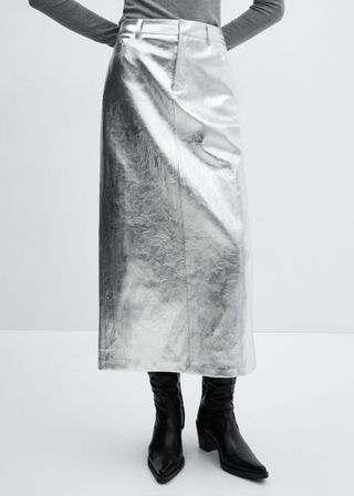 Metallic Midi Skirt - Woman