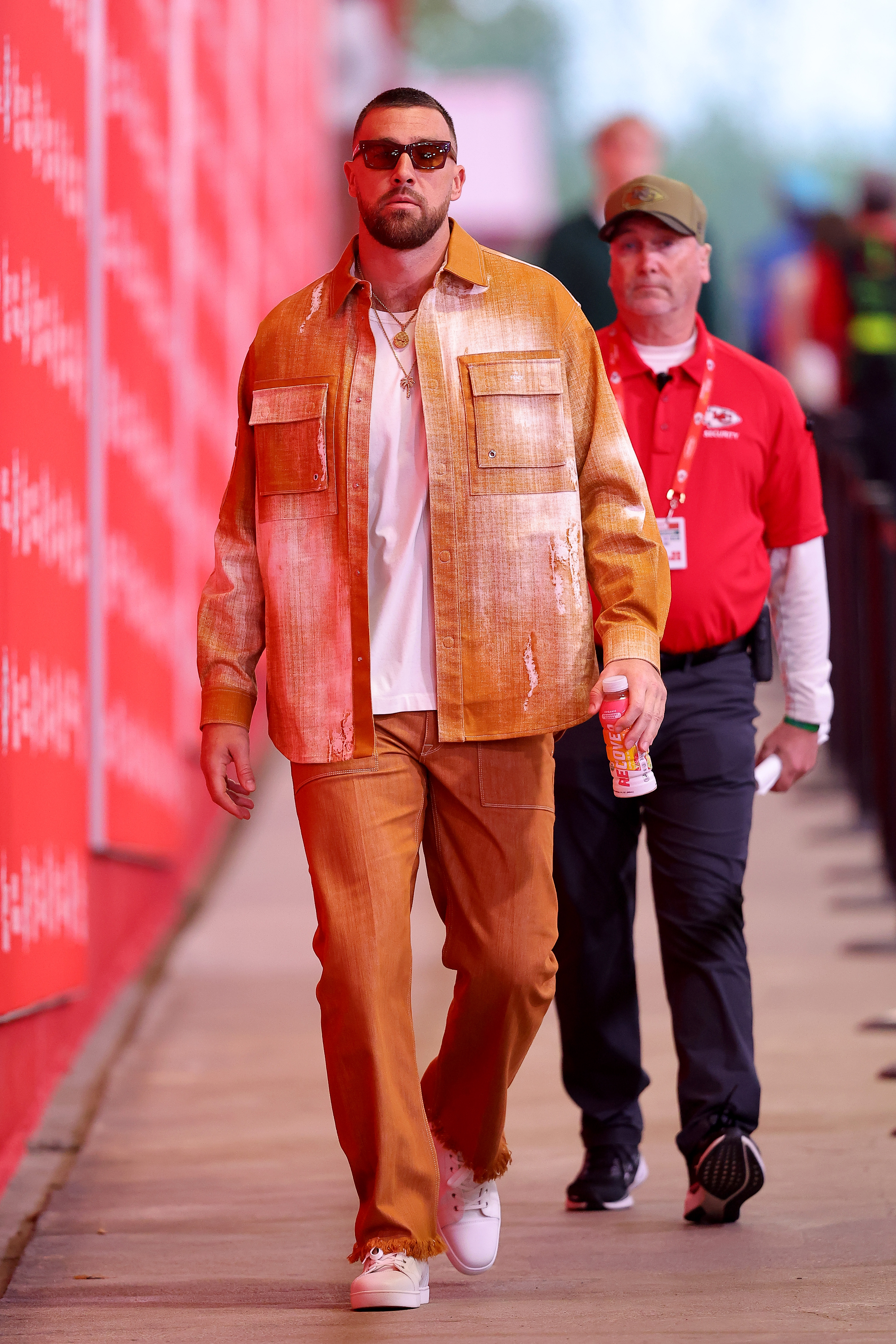 Travis Kelce arriving at the Kansas City Chiefs game
