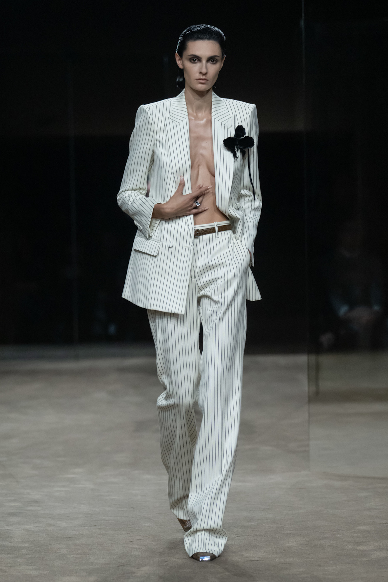 a model walks the tom ford runway show.