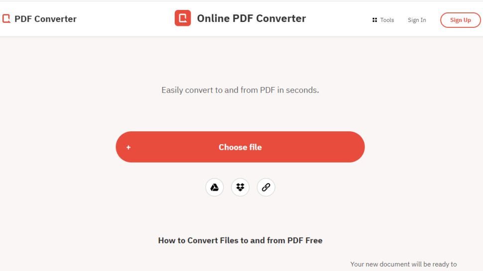 Tangkapan layar situs web untuk Konverter PDF
