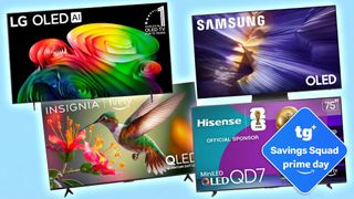 Collage of TVs on sale for Prime Day