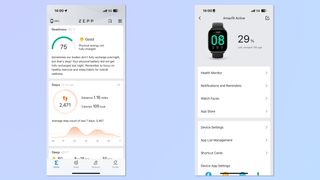 Zepp app screenshot showing health and fitness insights