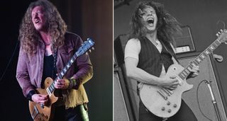 Jared James Nichols wails on his Gibson Les Paul Goldtop, aka Dorothy, while his hero, Free's Paul Kossoff, does likewise on his 'Burst. The influence is there for all to see.