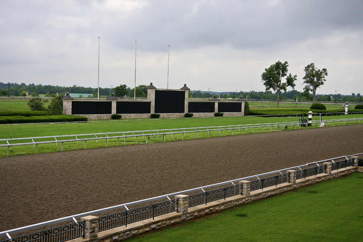 Horse racing track on a cloudy day