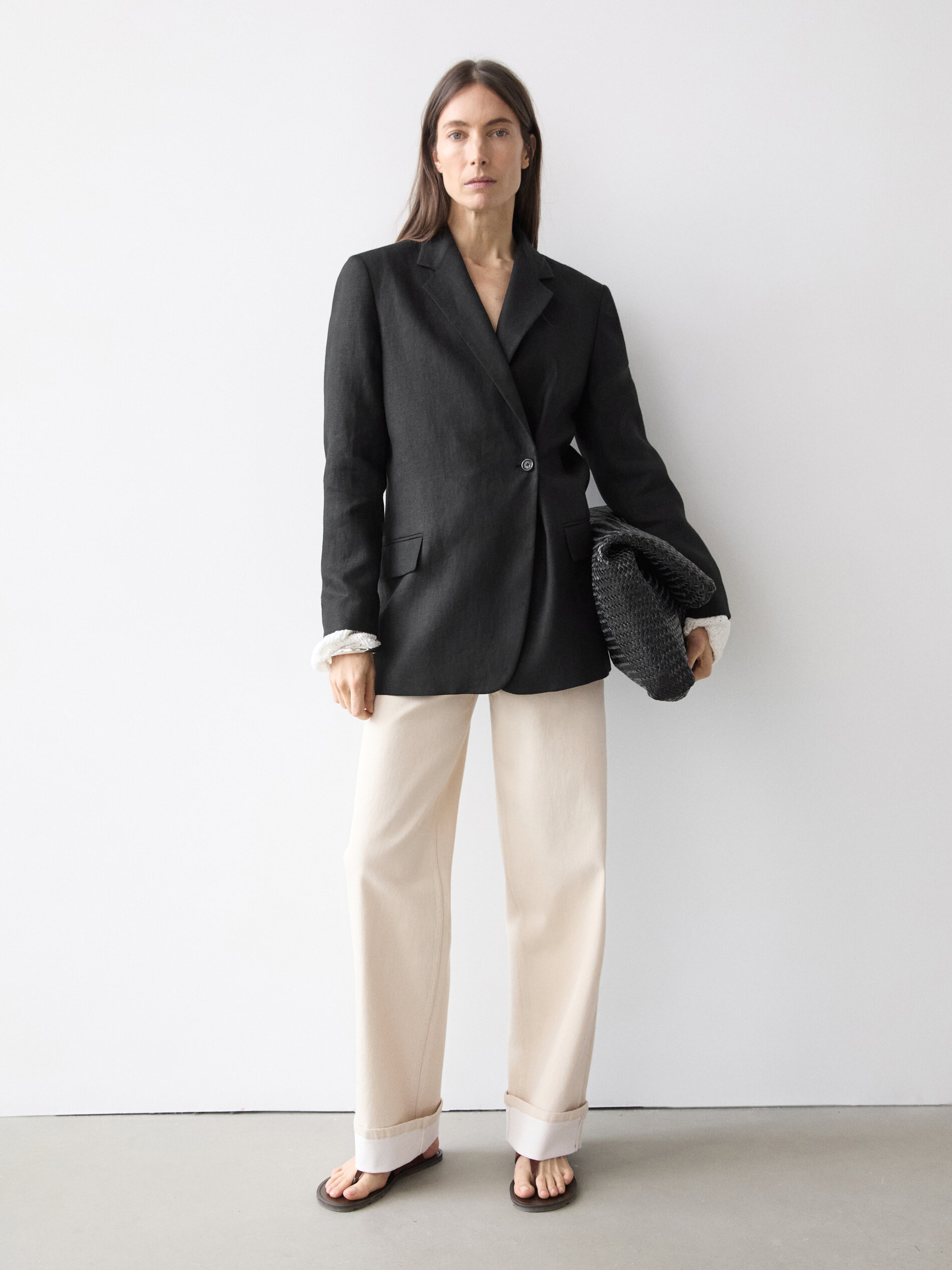 Linen Blazer With Crossover Fastening