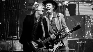 Jason Falkner and Beck perform onstage at KROQ Absolut Almost Acoustic Christmas 2019 - Day 1 at Honda Center on December 07, 2019 in Anaheim, California.