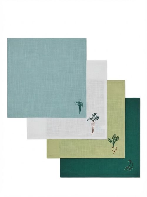 Embroidered Cotton Napkins, Set of 4