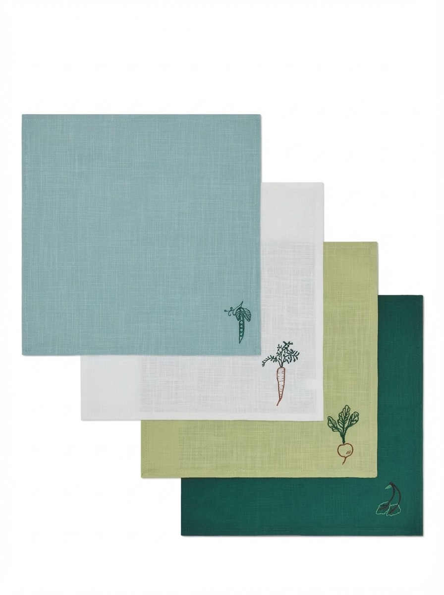 Embroidered Cotton Napkins, Set of 4