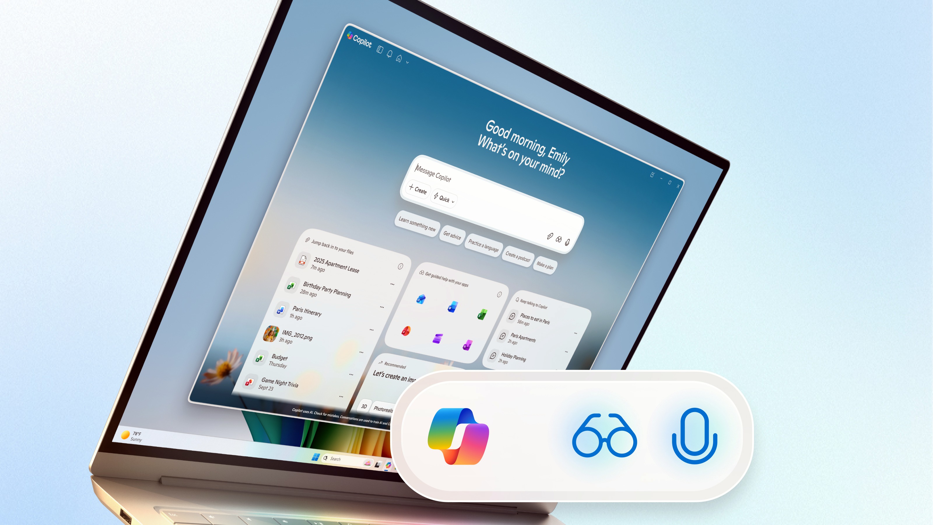 Copilot on the taskbar promotional image