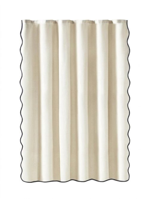 Beige Scalloped Edge Shower Curtain