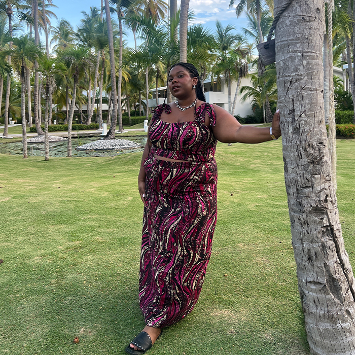 Chichi wears custom pink set from Nigeria