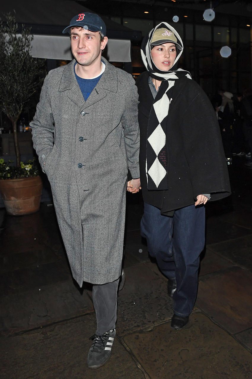 Paul Mescal and Gracie Abrams wearing coats and jeans in London