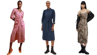 Mango, M&S, AllSaints models in various styles of dresses