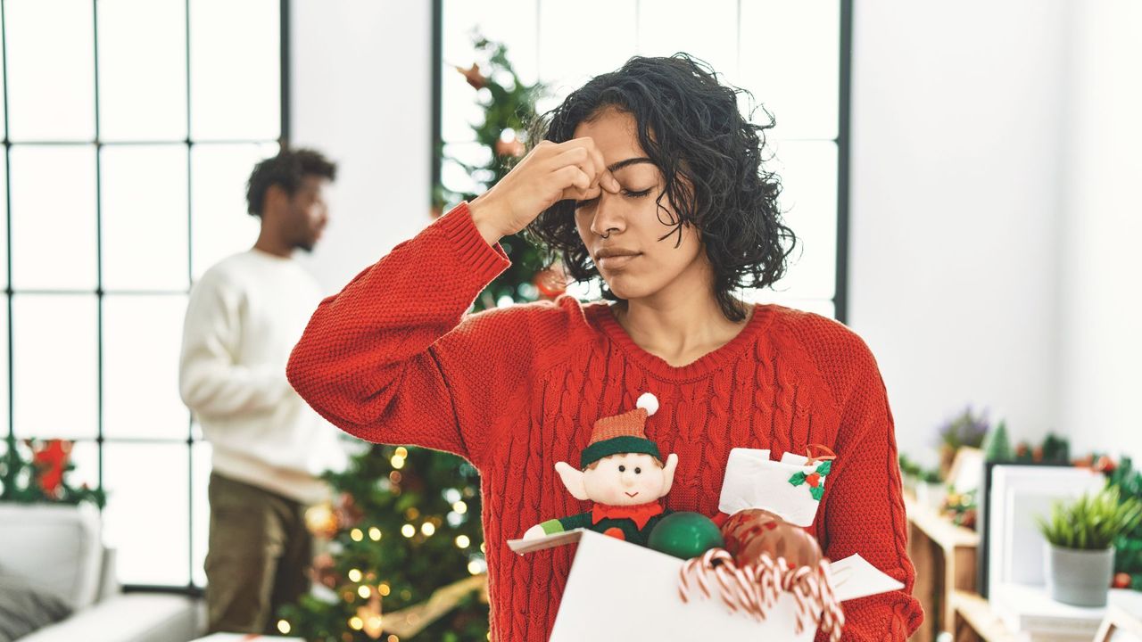 Woman looking frustrated over the Christmas period