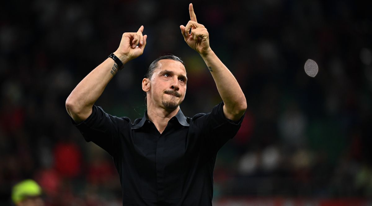 MILAN, ITALY - JUNE 4: A celebration for Zlatan Ibrahimovic of AC Milan held at the end of the Italian Serie A football match AC Milan vs Hellas Verona in Milan, Italy on June 4, 2023. (Photo by Piero Cruciatti/Anadolu Agency via Getty Images)