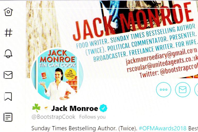 Jack Monroe Twitter page 2019