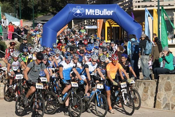 Riders ready for the start of the Bike Buller MTB Festival